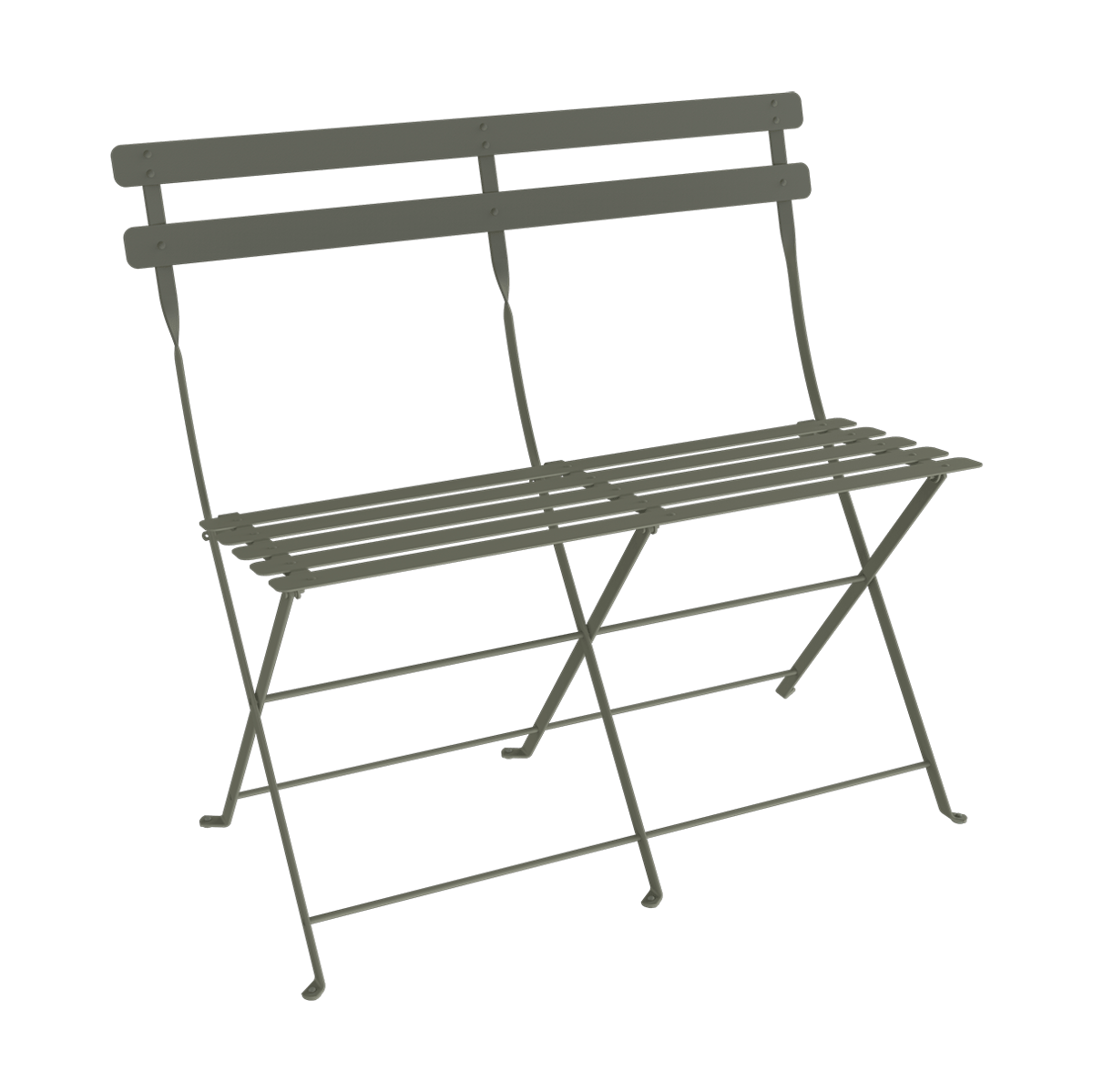Fermob Bistro 2-sits bänk med ryggstöd Rosemary | Skandinavisk Design | Trädgårdsbänkar | Grå