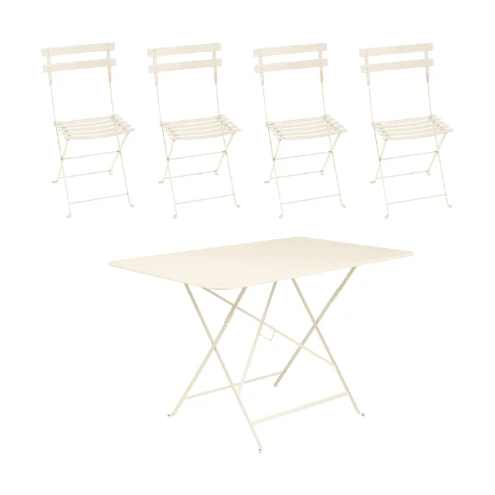 Bistro bord 117x77 cm + 4 stolar, Latte beige - Fermob