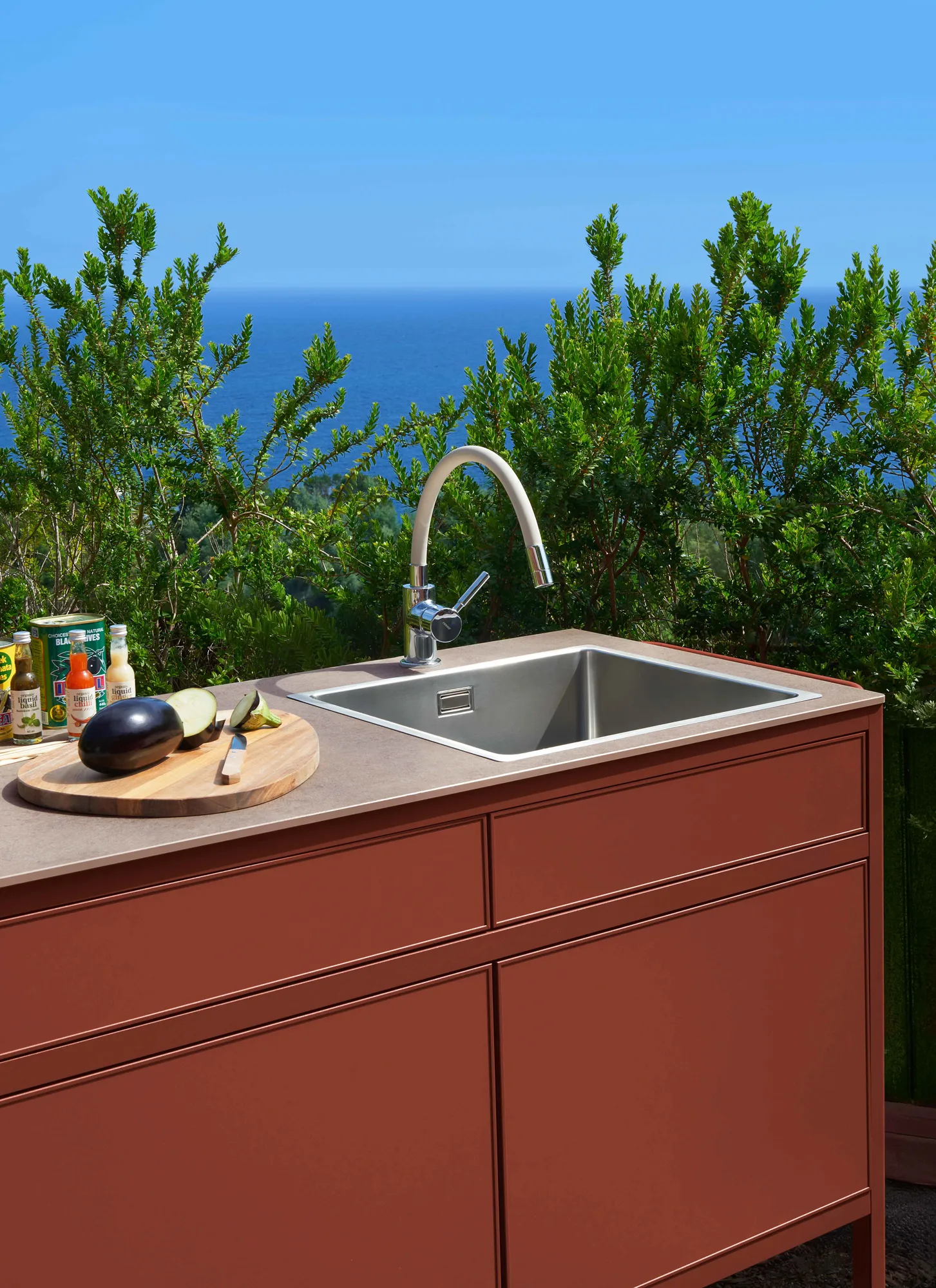 Goosto The Gourmet utekök med diskho, Red ochre Fermob