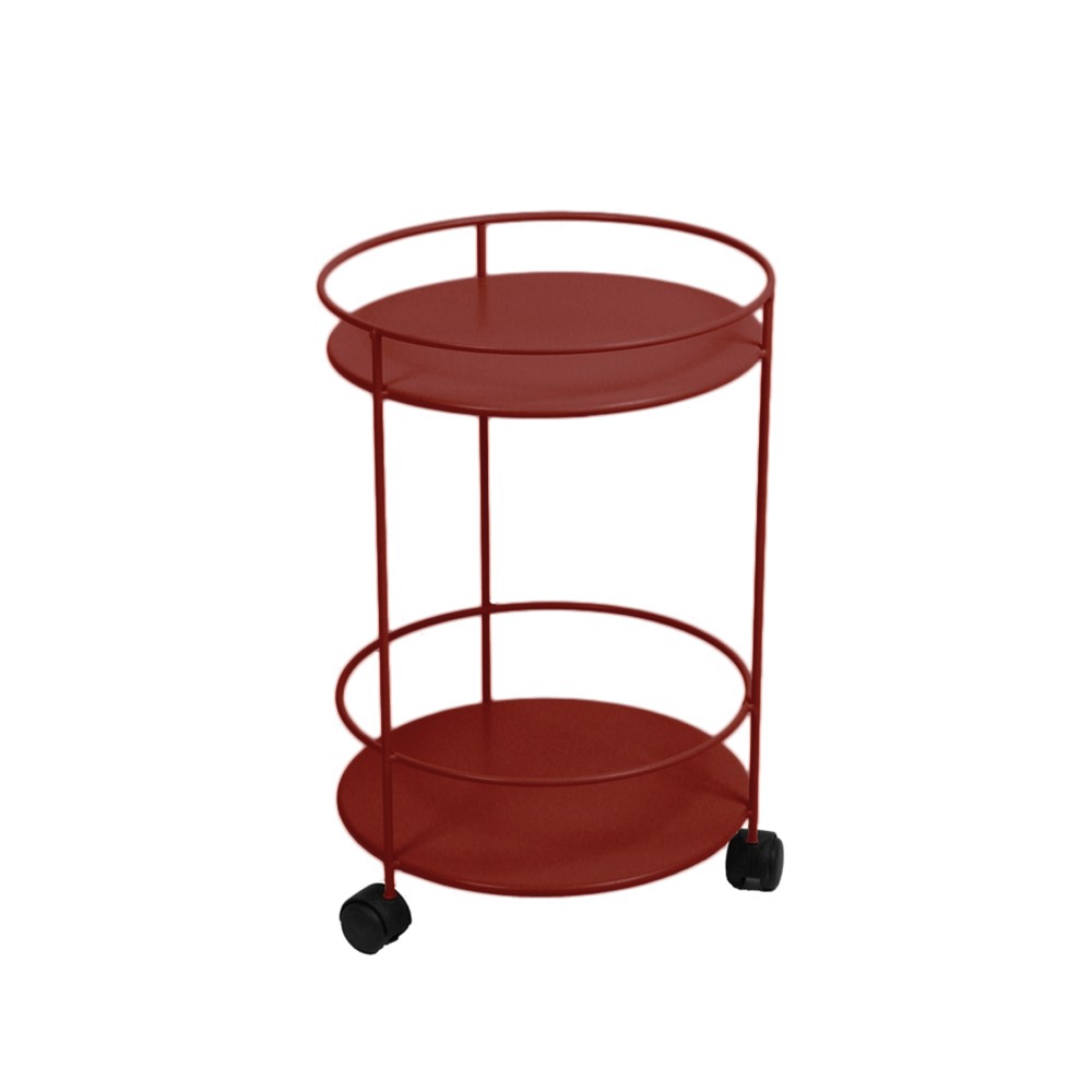 Fermob Guinguette sidobord med hjul Chili | Skandinavisk Design | Trädgårdsbord | Röd