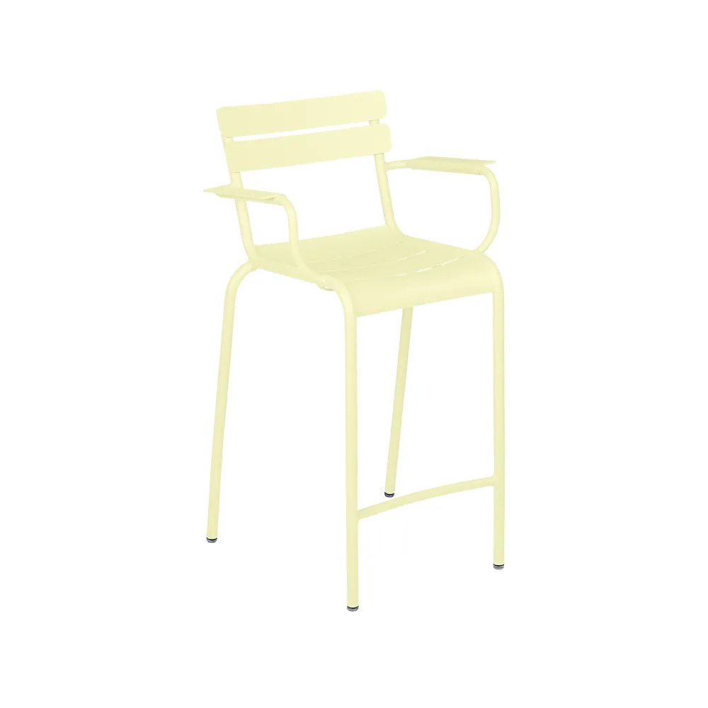 Luxembourg barstol med armstöd, Frosted lemon (gul) Fermob