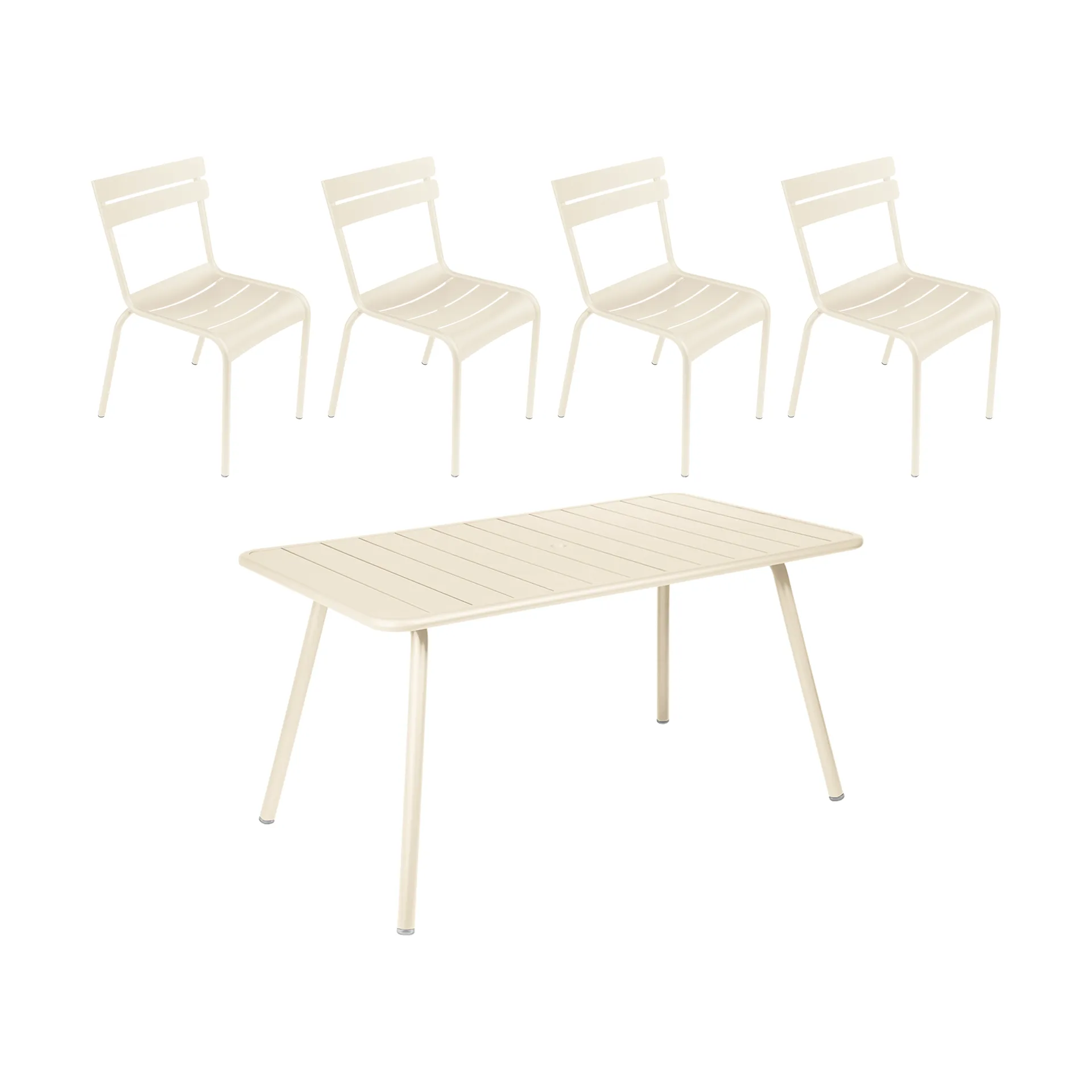 Luxembourg bord 143x80 cm + 4 stolar, Latte beige Fermob