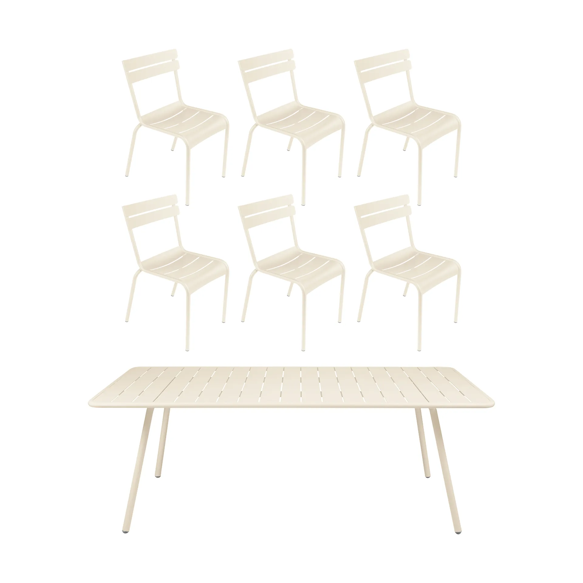 Luxembourg bord 207x100 cm + 6 stolar, Latte beige Fermob