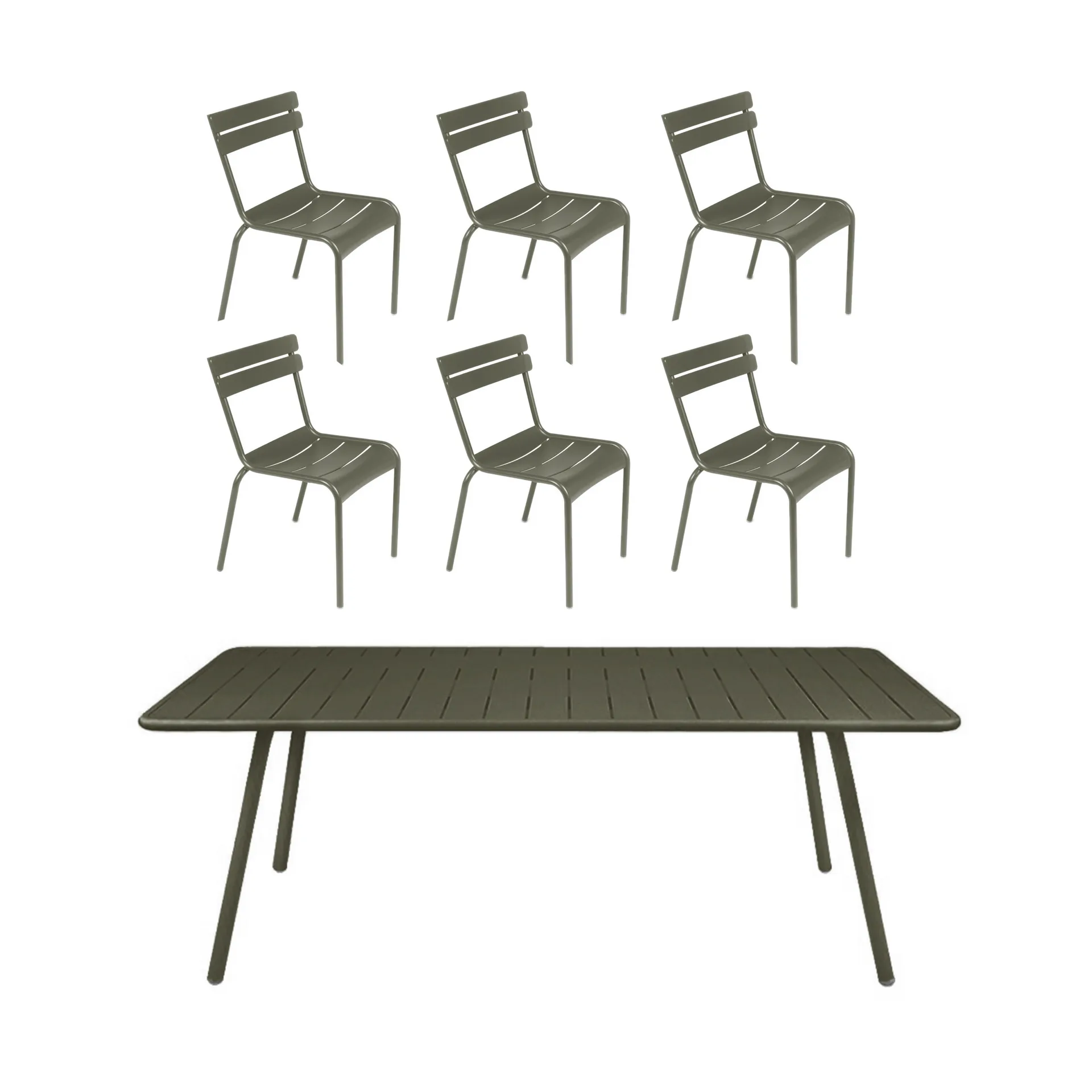 Luxembourg bord 207x100 cm + 6 stolar, Rosemary Fermob