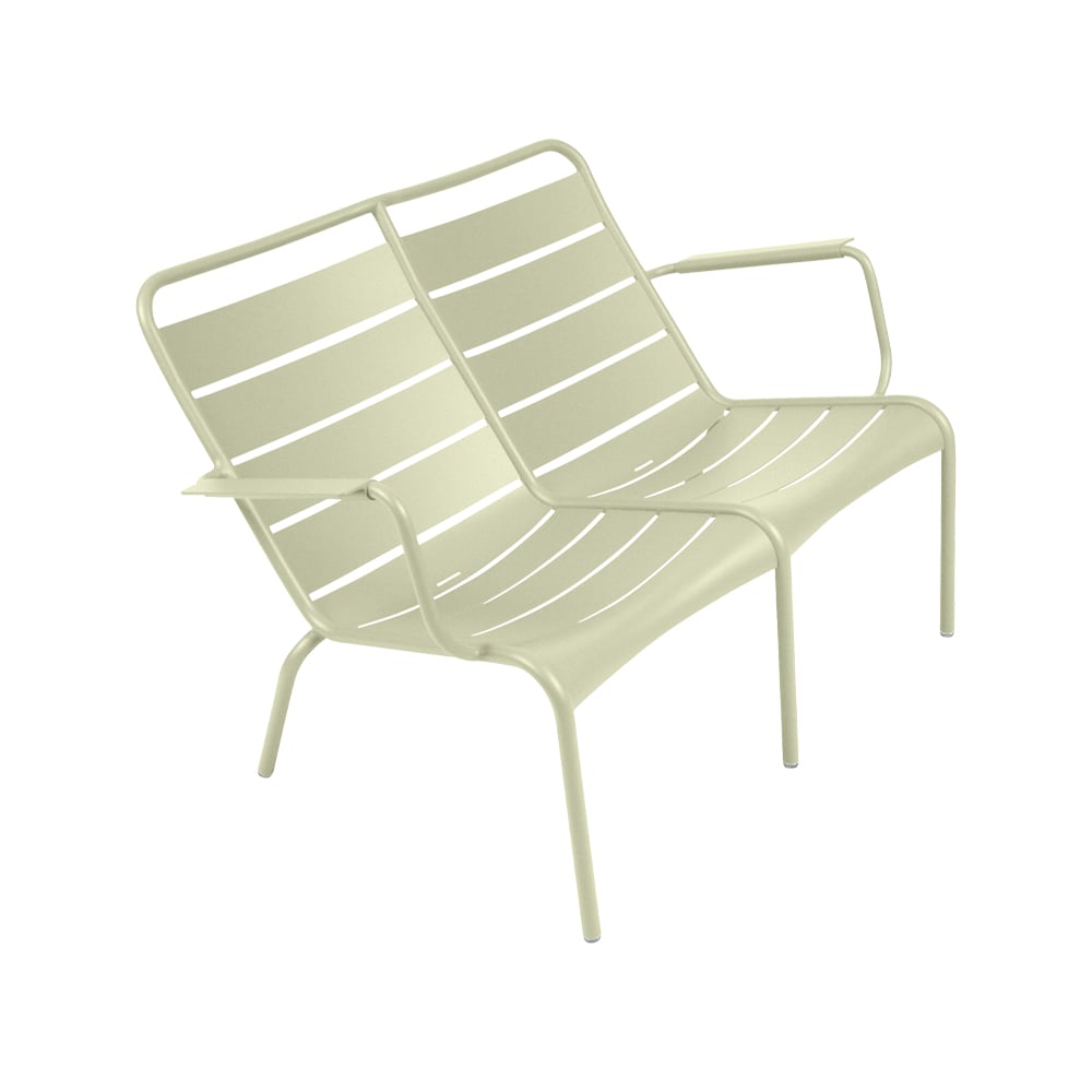 Fermob Luxembourg Duo karmstol låg willow green | Skandinavisk Design | Trädgårdsbänkar | Grön