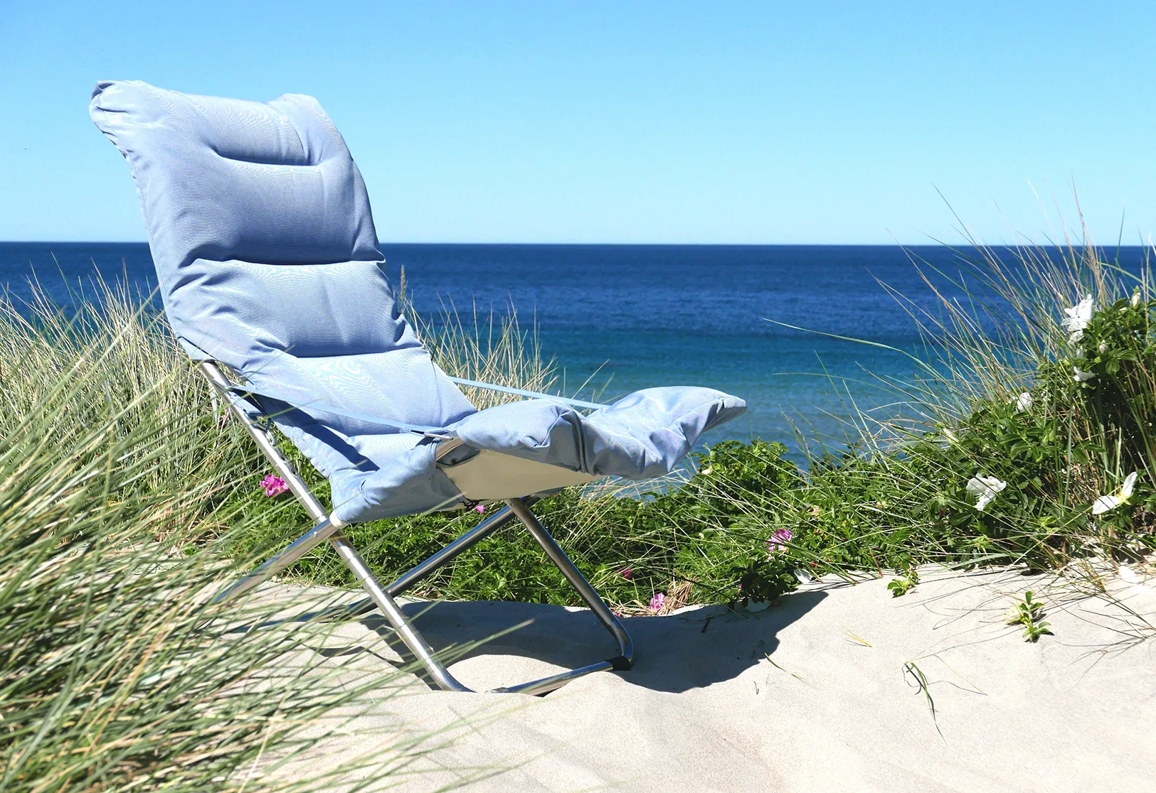 Fiesta Soft solstol, Light blue-beige supertex Fiam