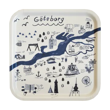 Gothenburg bricka 32x32 cm - White-Blue - Fine Little Day