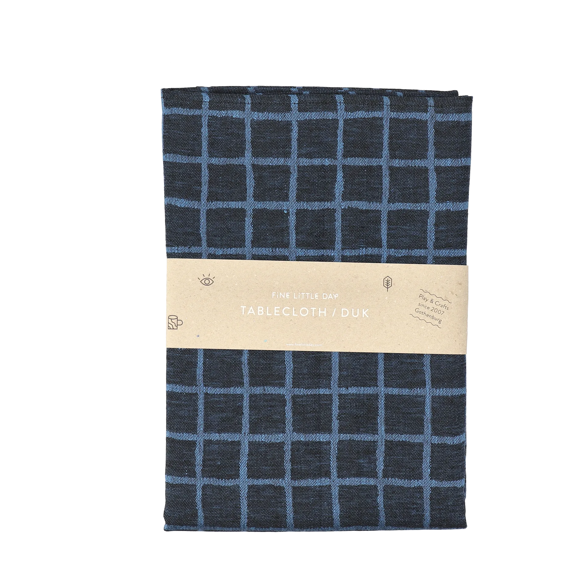 Rutig jacquardvävd bordsduk 147x147 cm, Blue-black Fine Little Day