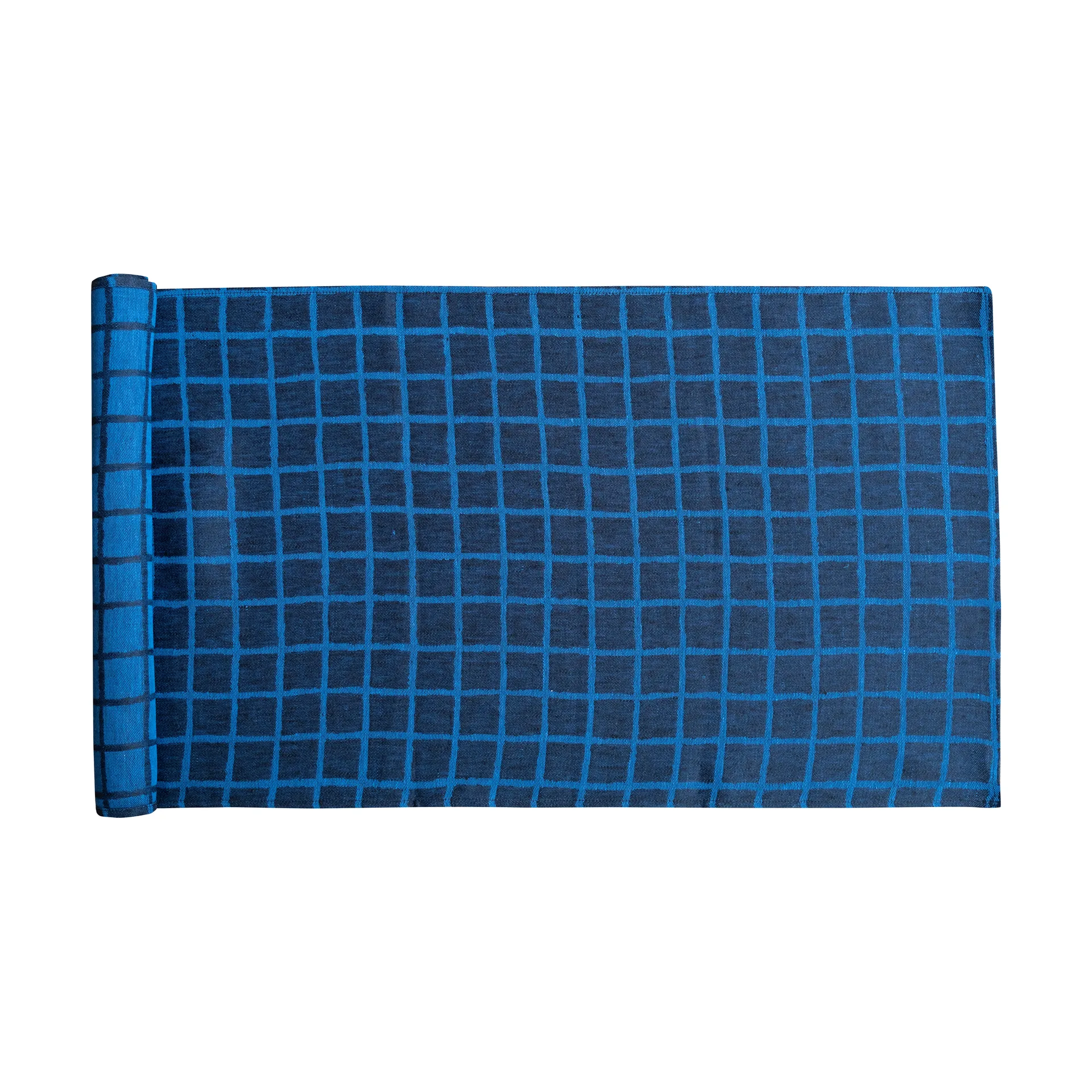 Rutig jacquardvävd bordslöpare 45x150 cm, Blue-black Fine Little Day