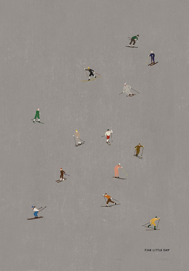 Skiers poster 50x70 cm - Grå - Fine Little Day