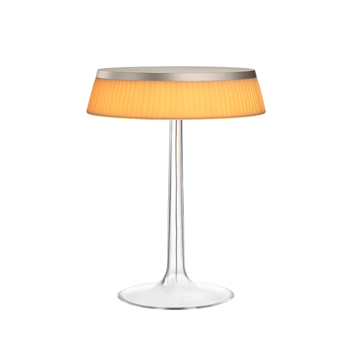 Bon Jour T bordslampa - Orange-tyg skärm-mattkromad - Flos