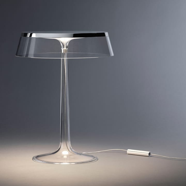 Bon Jour T bordslampa - transparent, mattkromad topp - Flos