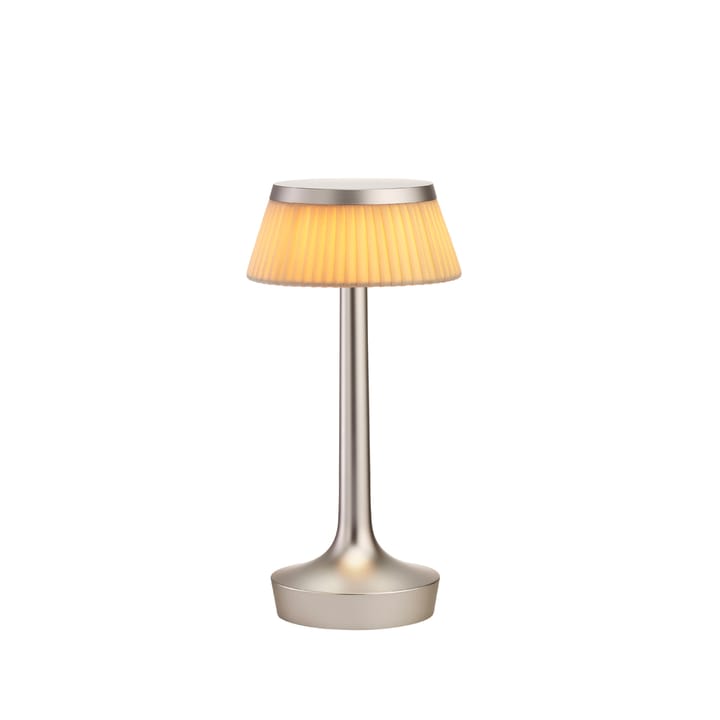 Bon Jour Unplugged bordslampa - Matt chrome-fabric - Flos