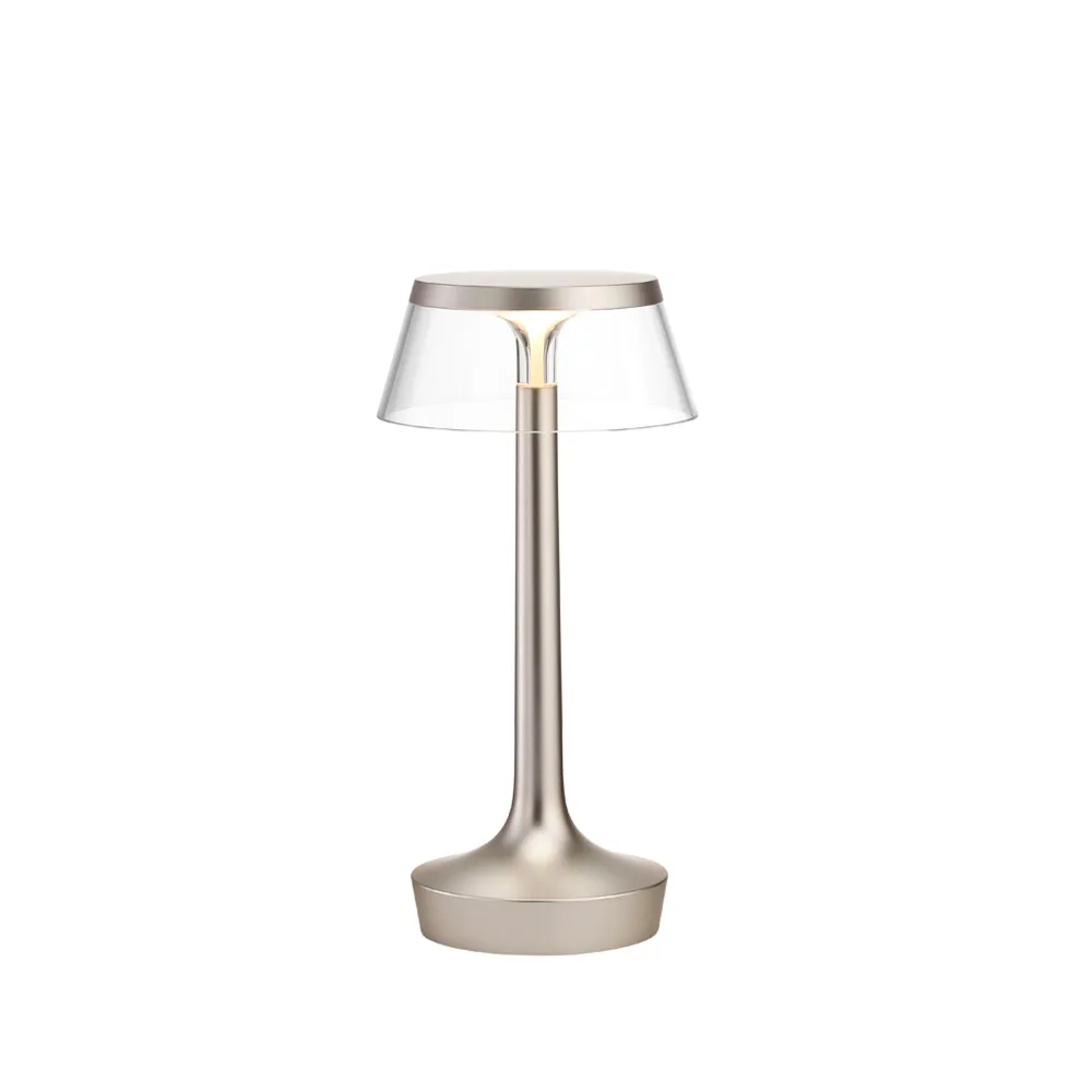 Bon Jour Unplugged bordslampa, Matt chrome-transparent Flos