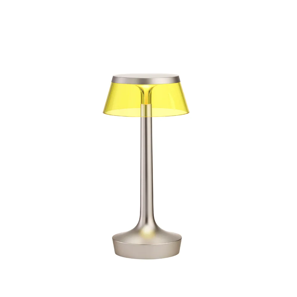 Bon Jour Unplugged bordslampa, Matt chrome-yellow Flos