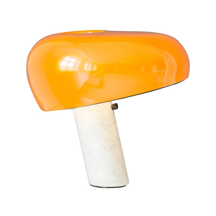 Snoopy bordslampa - orange, lampfot i vit marmor - Flos