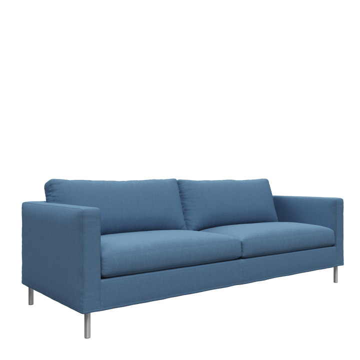 Alex 2,5-sits soffa, tyg noah 45 blue, aluminiumben Fogia
