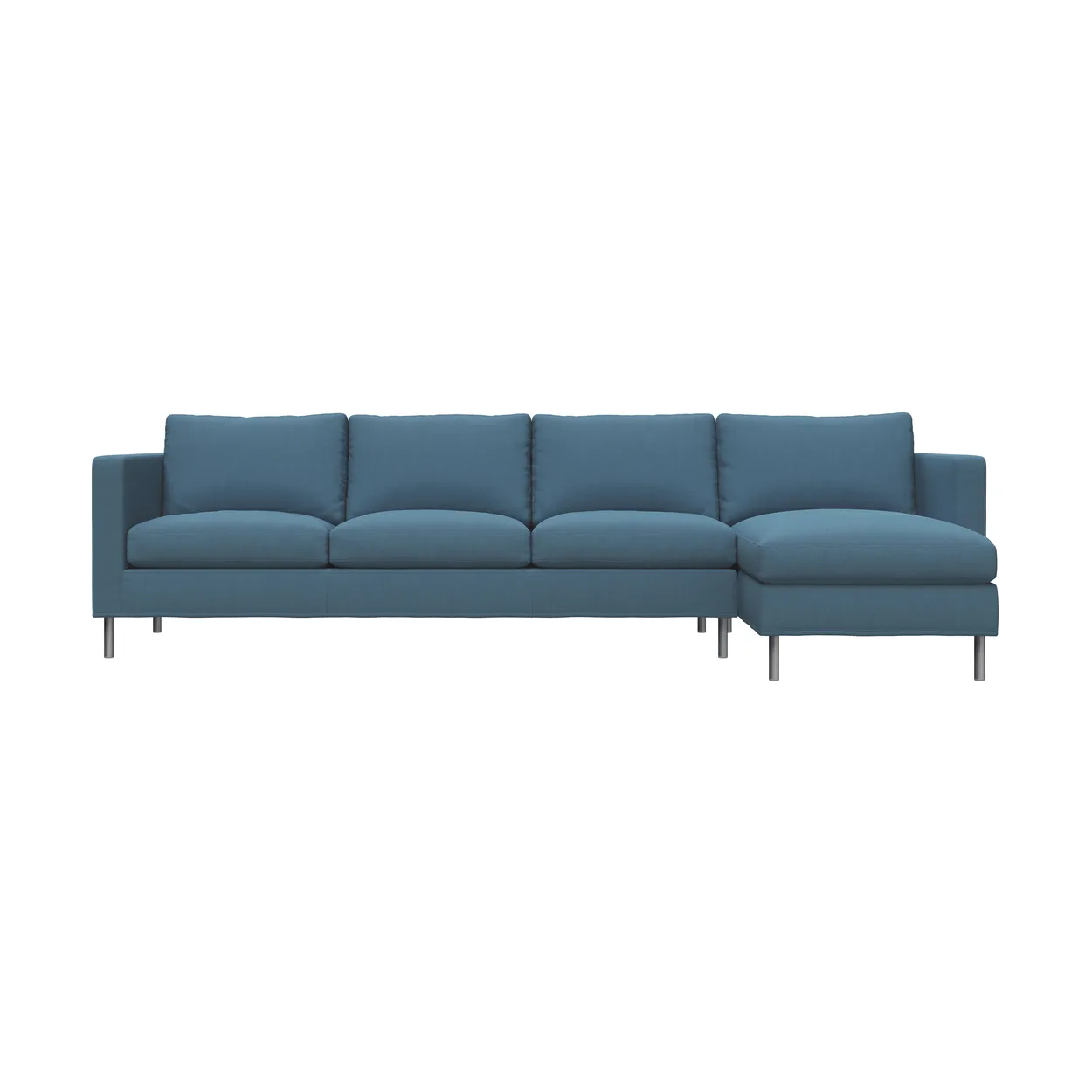 Fogia Alex 3-sits soffa chaise lounge höger Tyg Hiro Light Blue-aluminiumben