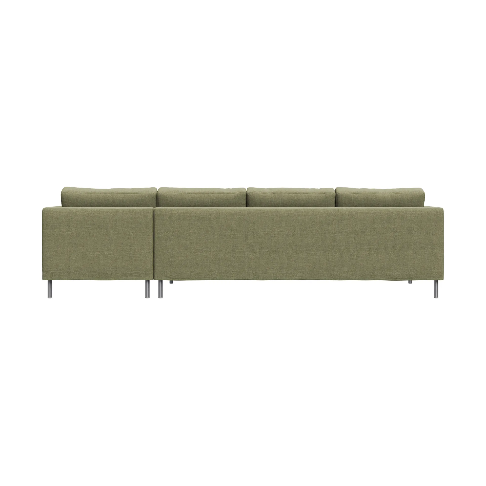 Alex 3-sits soffa chaise lounge höger, Tyg Hiro Lightgreen-aluminiumben Fogia