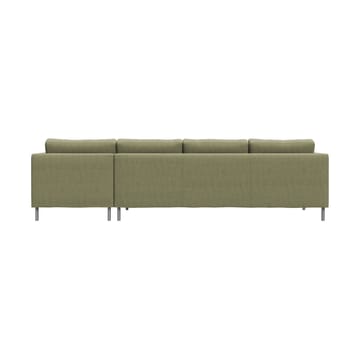 Alex 3-sits soffa chaise lounge höger - Tyg Hiro Lightgreen-aluminiumben - Fogia