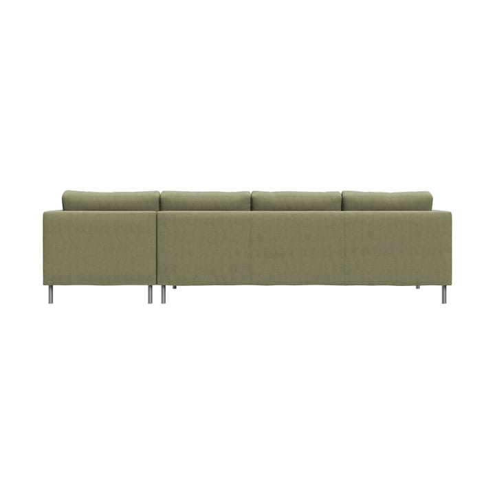Alex 3-sits soffa chaise lounge höger, Tyg Hiro Lightgreen-aluminiumben Fogia