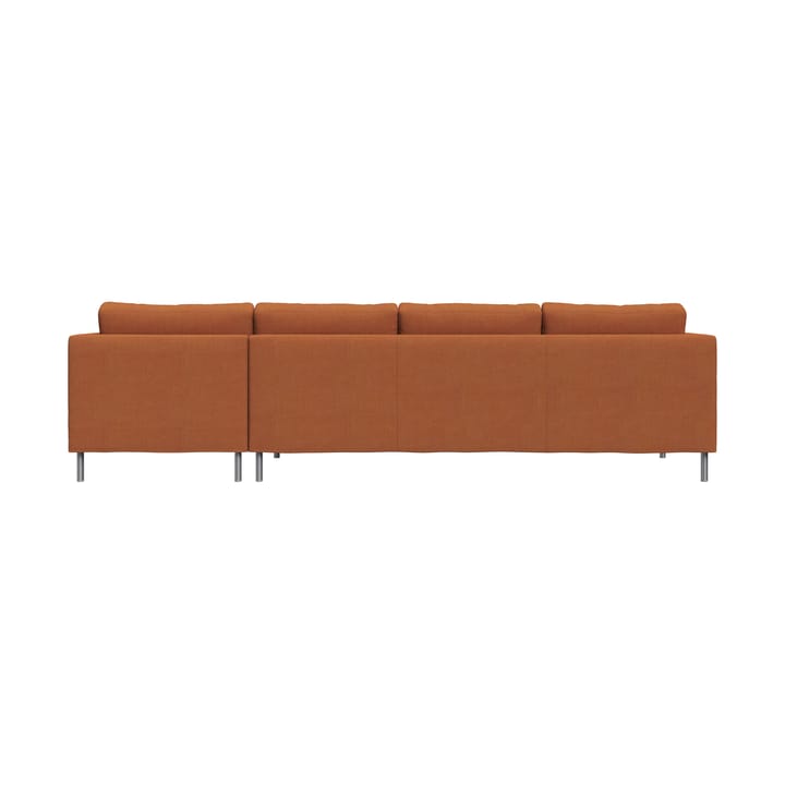 Alex 3-sits soffa chaise lounge höger, Tyg Hiro Rustred-aluminiumben Fogia