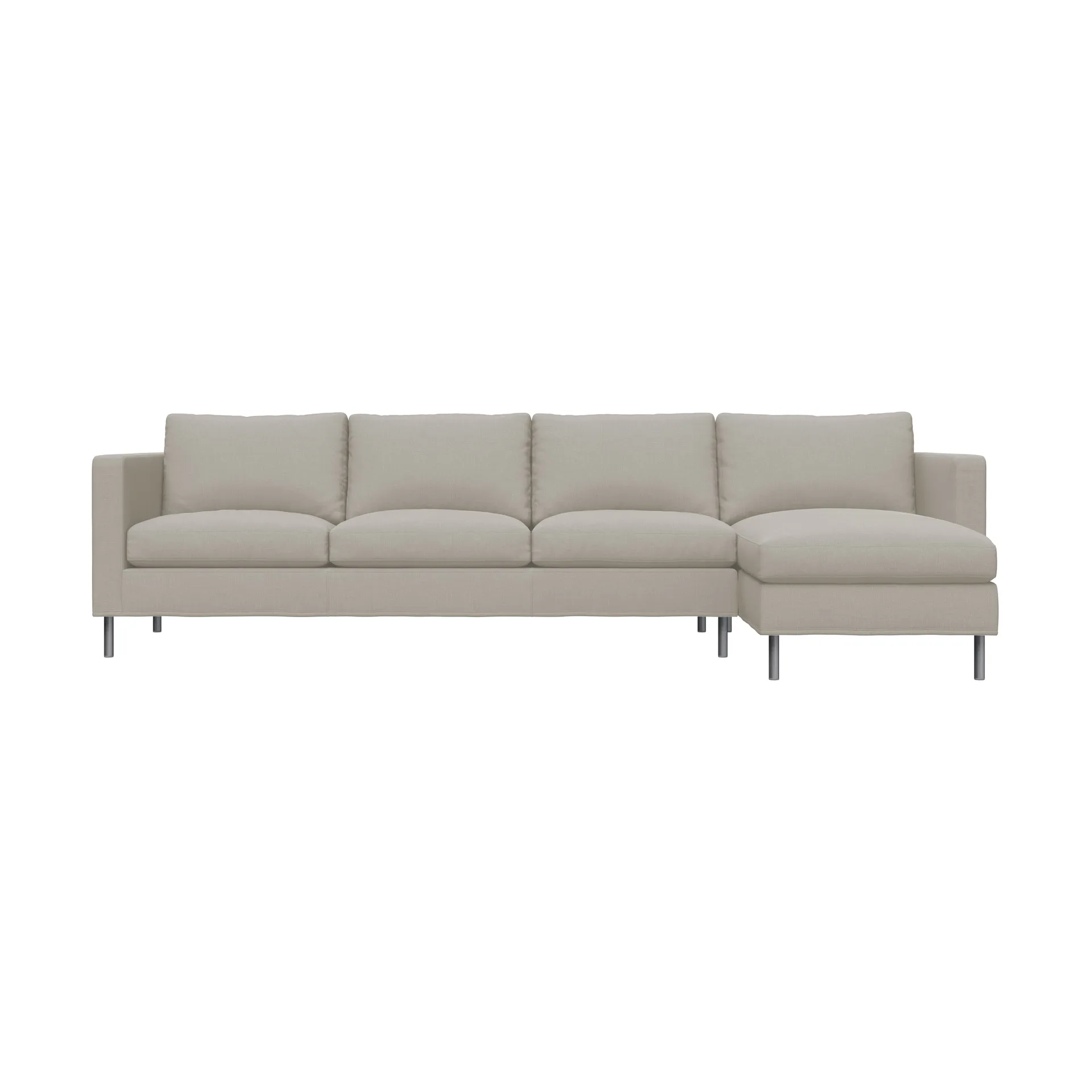 Alex 3-sits soffa chaise lounge höger, Tyg Hiro Sand-aluminiumben Fogia