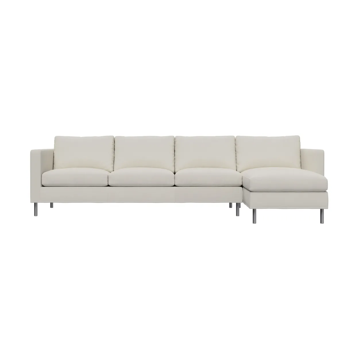 Fogia Alex 3-sits soffa chaise lounge höger Tyg Hiro White-aluminiumben