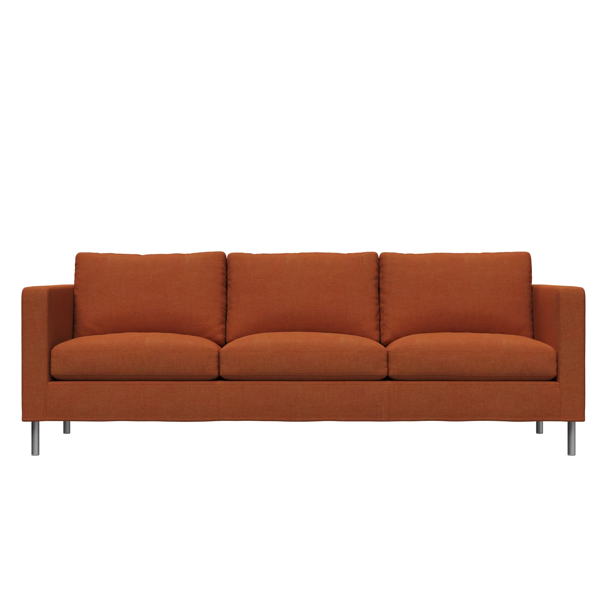 Alex 3-sits soffa, tyg noah 26 rust, aluminiumben Fogia