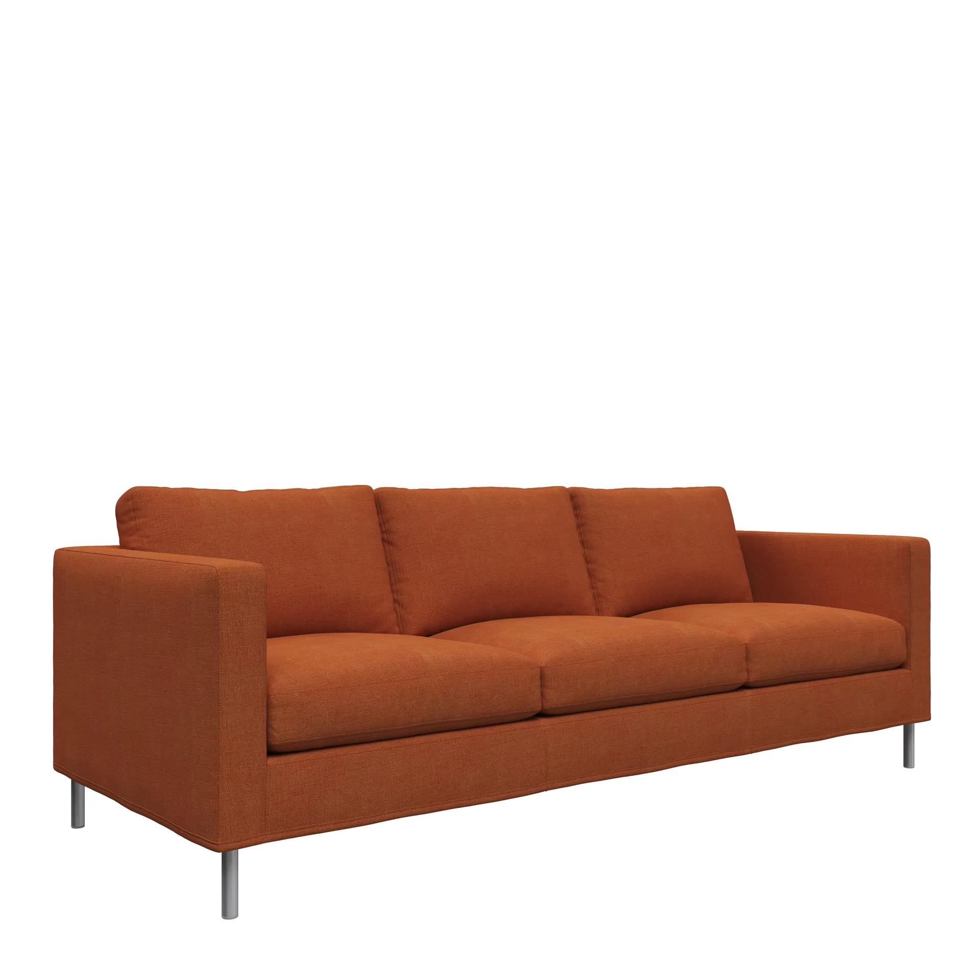 Alex 3-sits soffa, tyg noah 26 rust, aluminiumben Fogia
