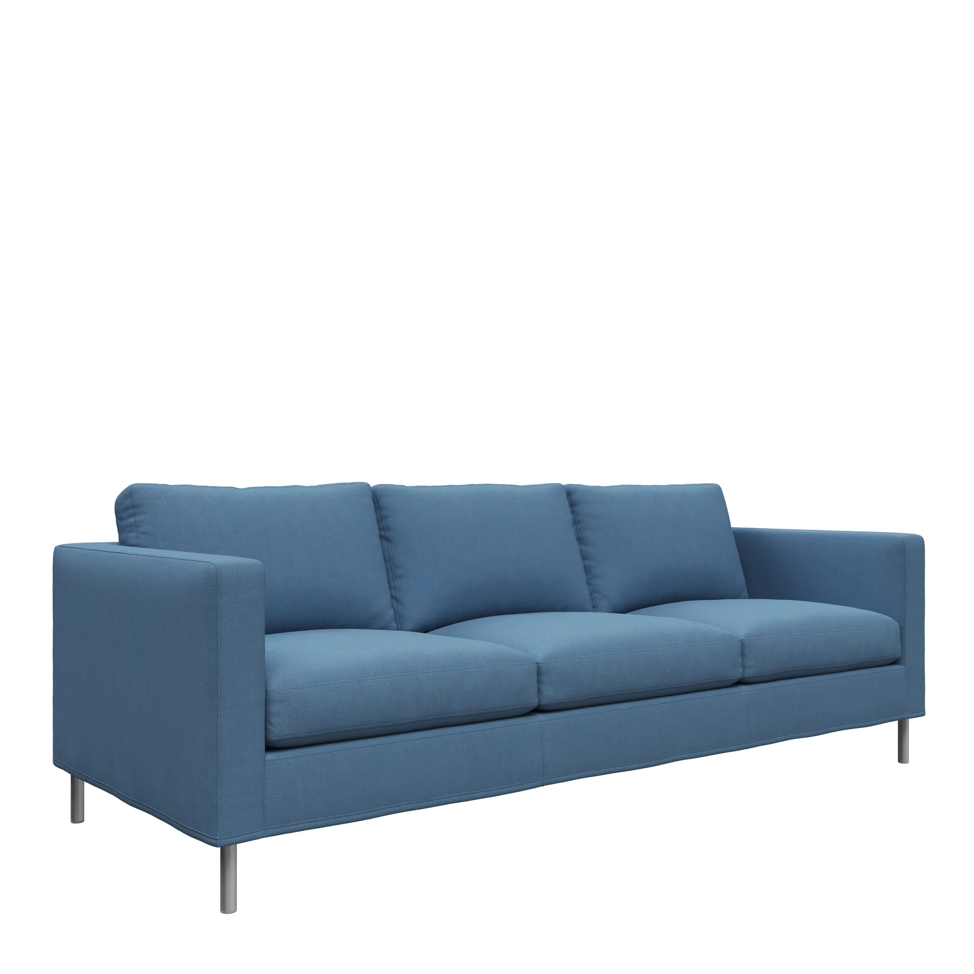 Alex 3-sits soffa, tyg noah 45 blue, aluminiumben Fogia