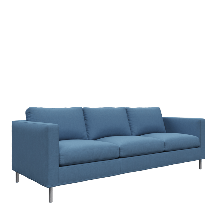 Alex 3-sits soffa, tyg noah 45 blue, aluminiumben Fogia