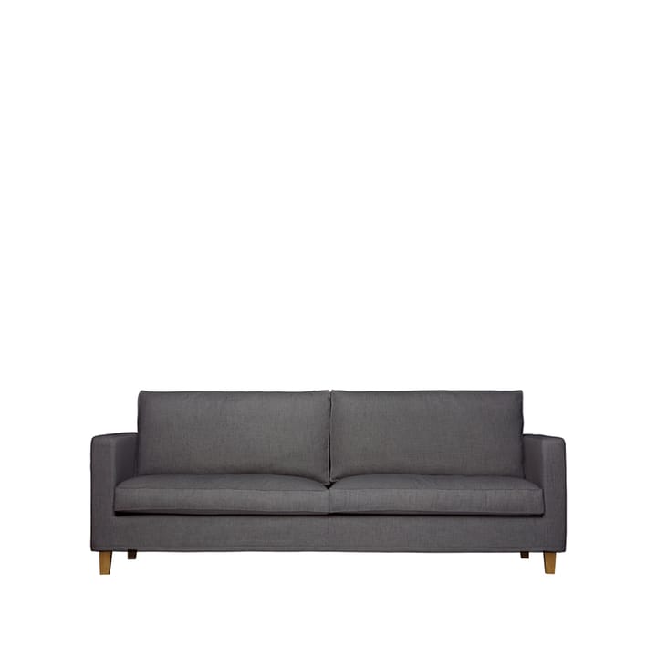 Alex High 2,5-sits soffa - 2,5-sits tyg brooklyn 802 mörkgrå, oljade ekben vinklade - Fogia