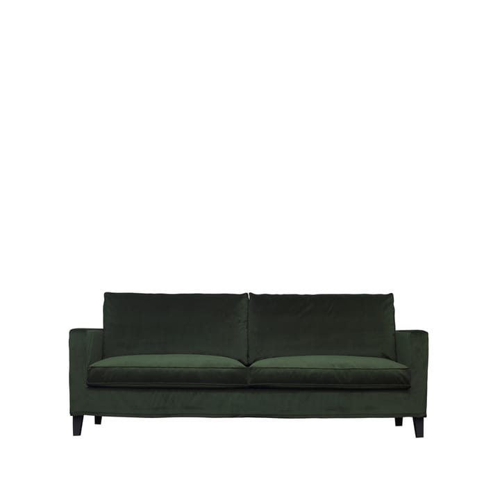 Alex High 2,5-sits soffa - 2,5-sits tyg jade 503 grön, svarta ekben vinklade - Fogia