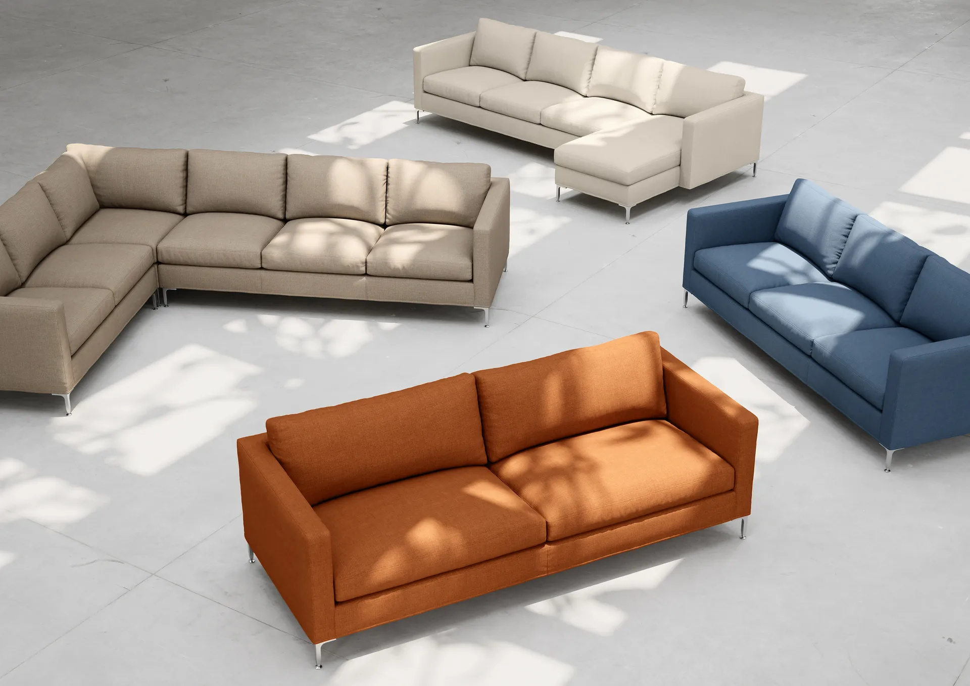 Alex High 2,5-sits soffa, Noah 26-rost-aluminiumben Fogia