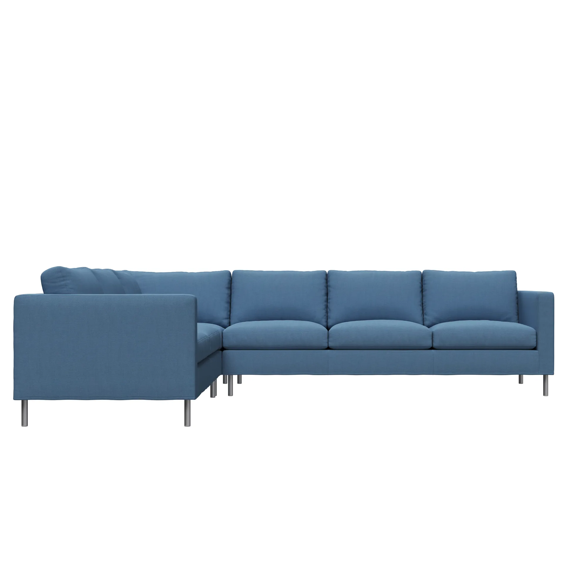Alex hörnsoffa, tyg noah 45 blue, aluminiumben Fogia