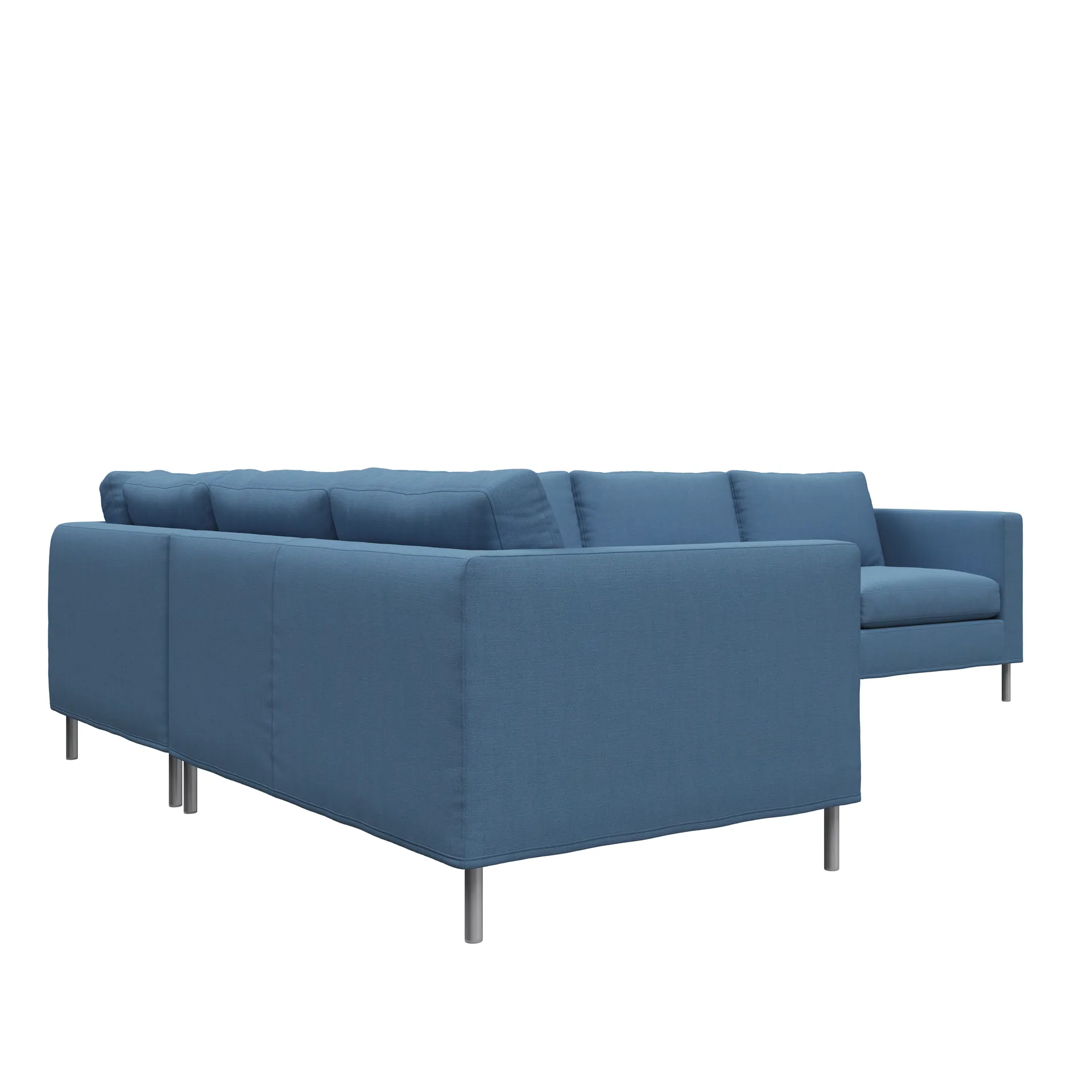 Alex hörnsoffa, tyg noah 45 blue, aluminiumben Fogia