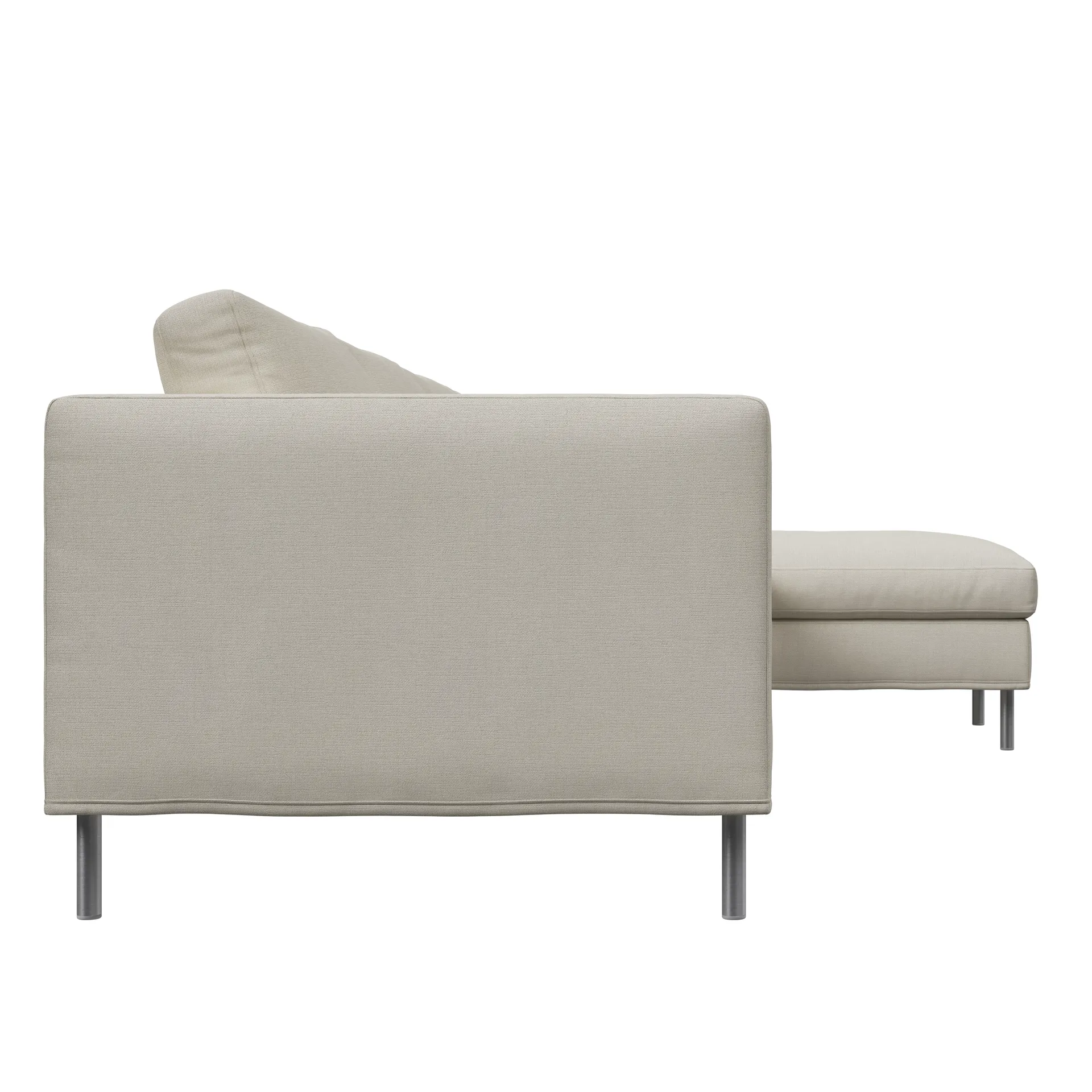 Alex soffa 3-sits med divan, noah 07 light beige-aluminiumben Fogia