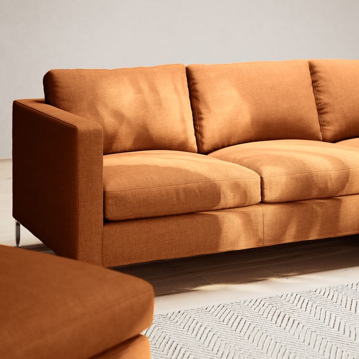 Alex soffa 3-sits med divan - noah 07 light beige-aluminiumben - Fogia