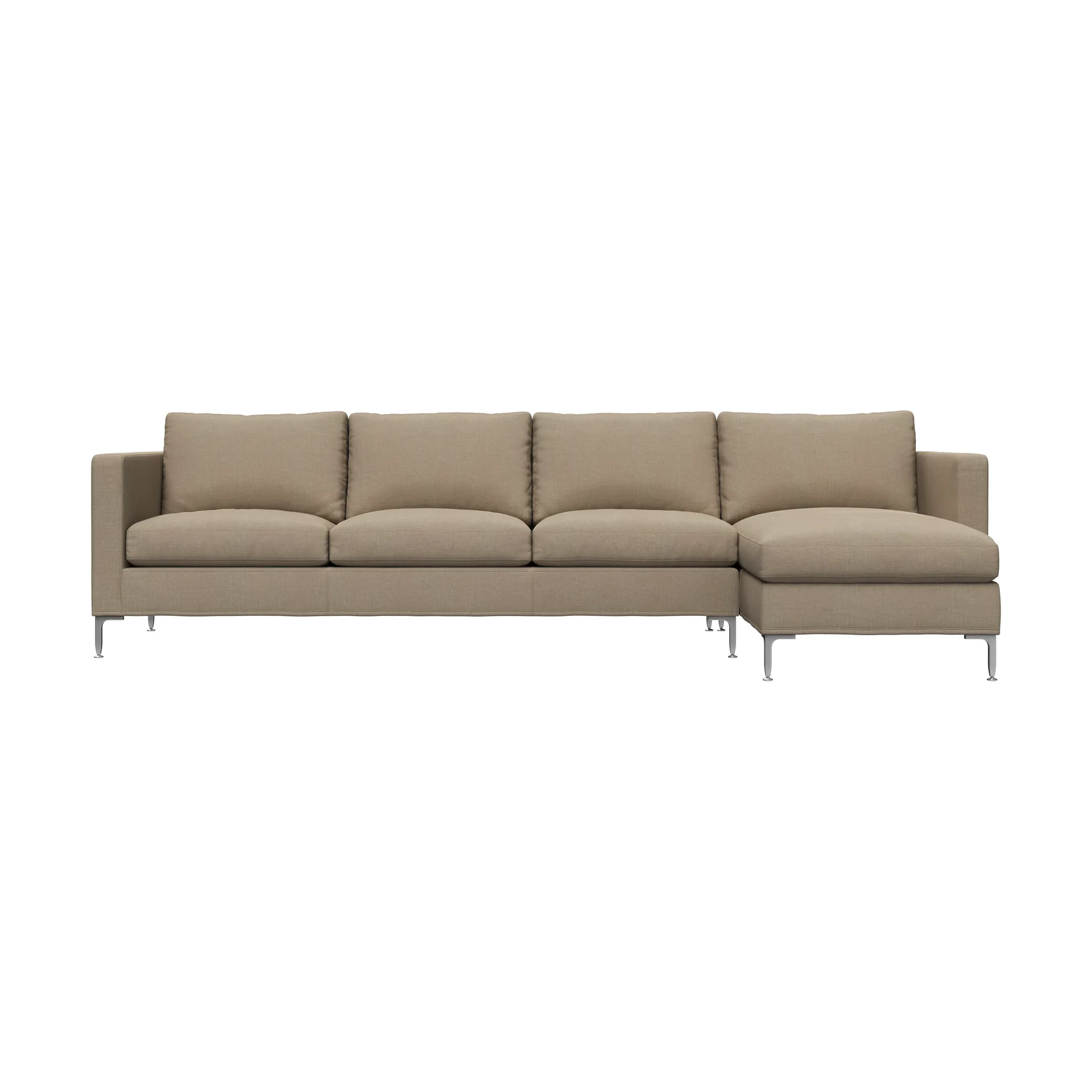 Alex soffa 3-sits med divan, noah 08 dark beige-aluminiumben Fogia
