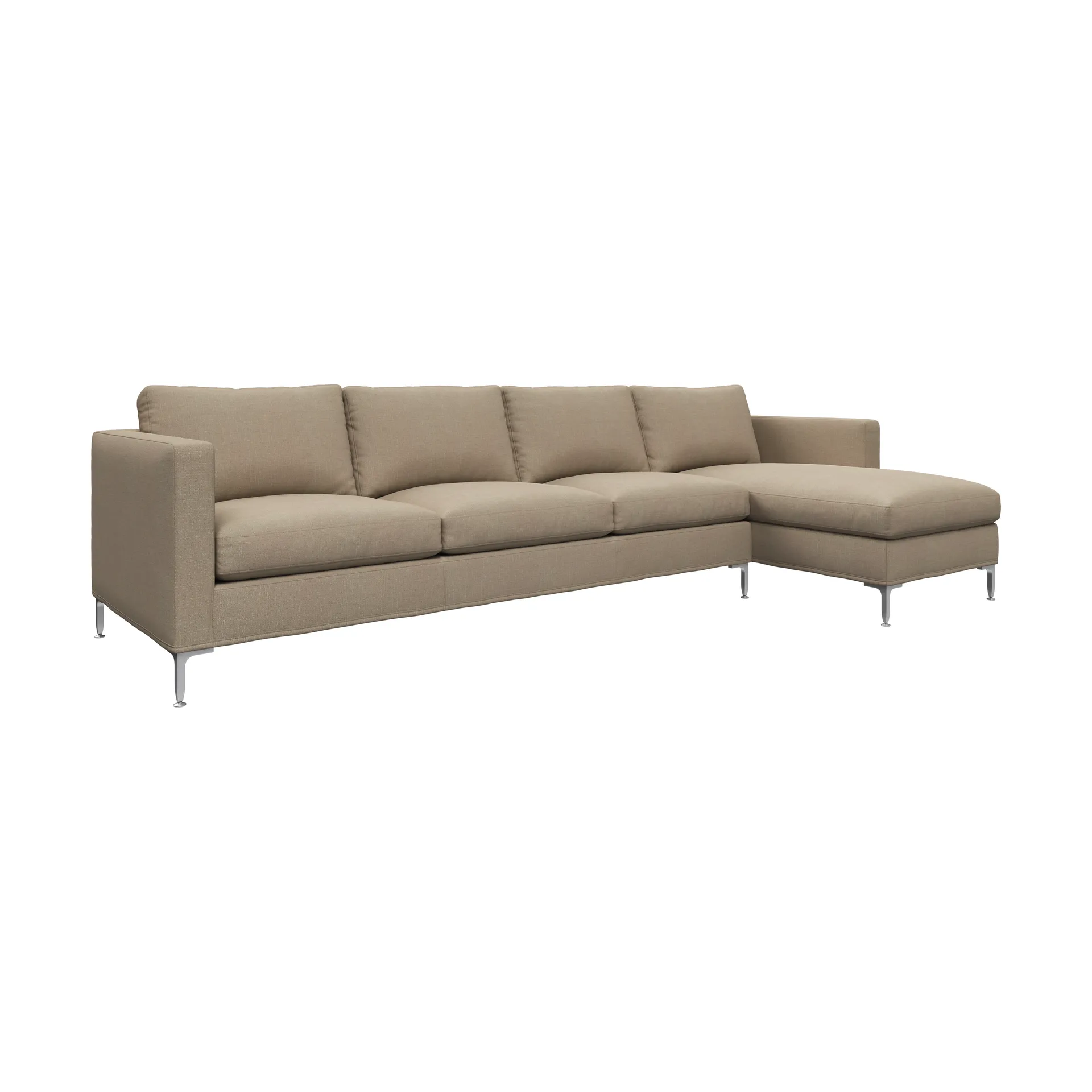 Alex soffa 3-sits med divan, noah 08 dark beige-aluminiumben Fogia