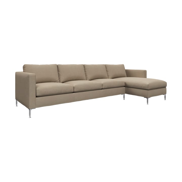 Alex soffa 3-sits med divan, noah 08 dark beige-aluminiumben Fogia