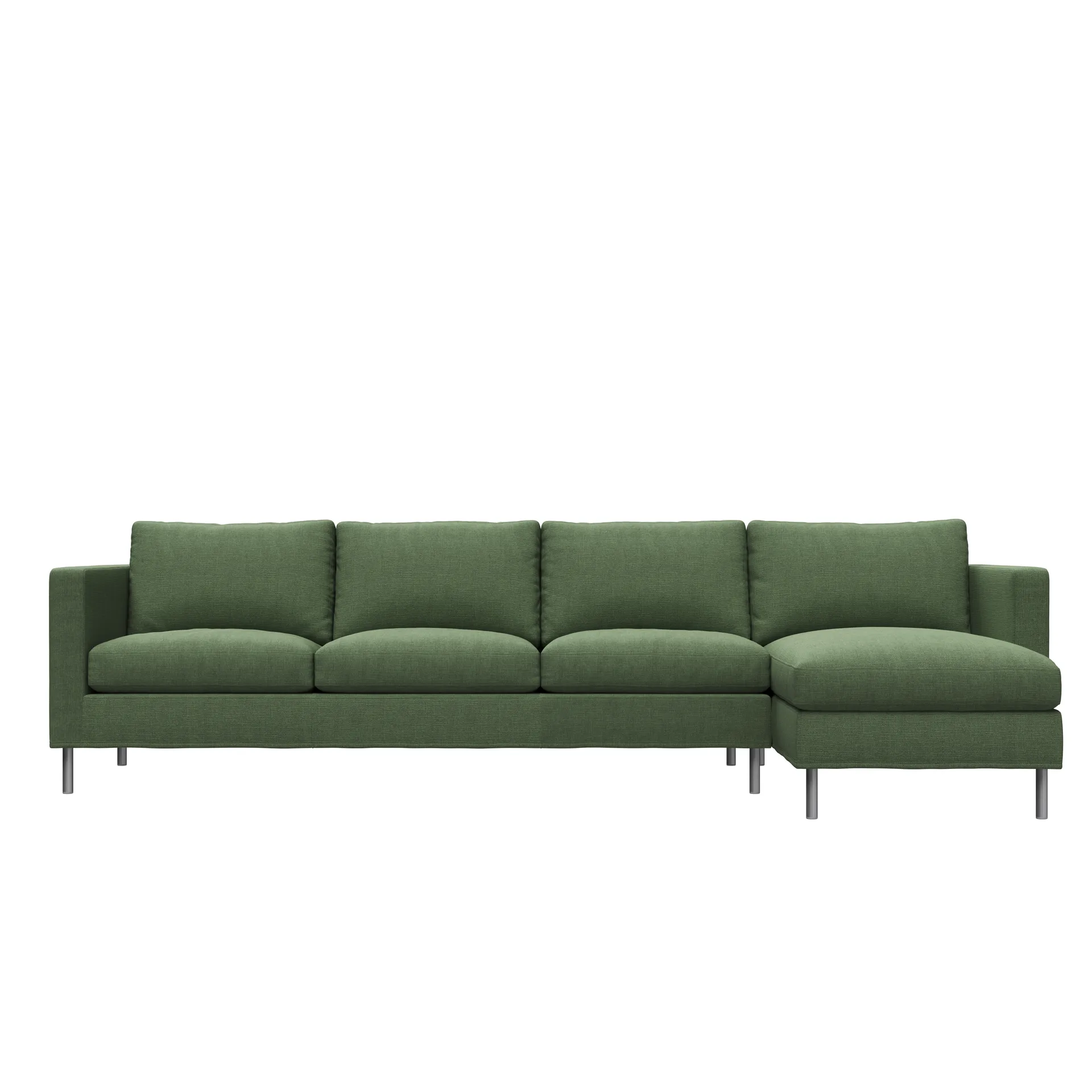 Alex soffa 3-sits med divan, noah 38 dark green-aluminiumben Fogia