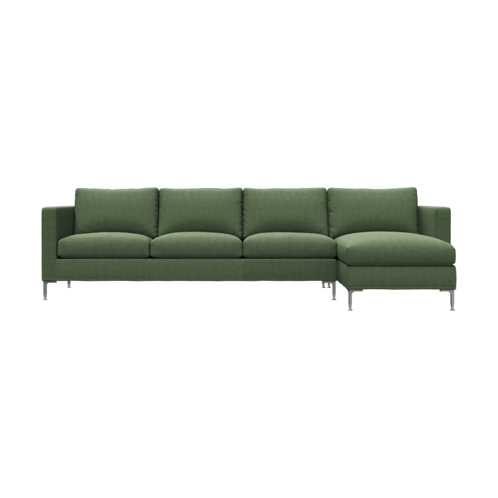 Alex soffa 3-sits med divan - noah 38 dark green-aluminiumben - Fogia