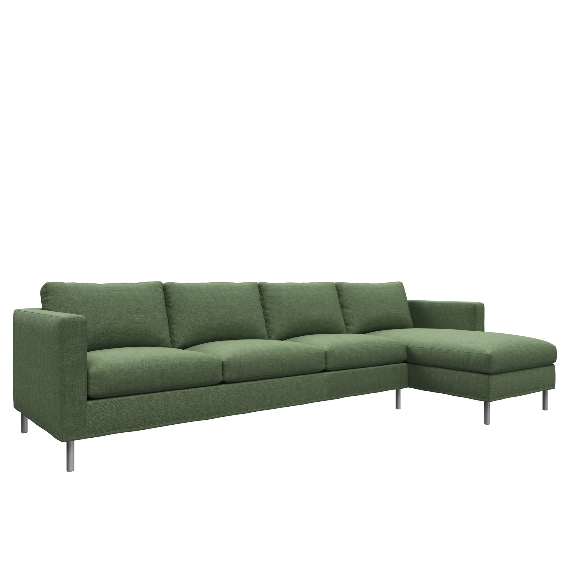 Alex soffa 3-sits med divan, noah 38 dark green-aluminiumben Fogia