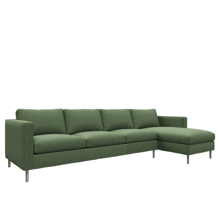 Alex soffa 3-sits med divan, noah 38 dark green-aluminiumben Fogia