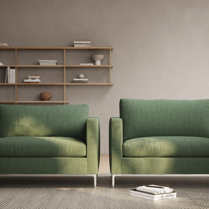 Alex soffa 3-sits med divan - noah 38 dark green-aluminiumben - Fogia