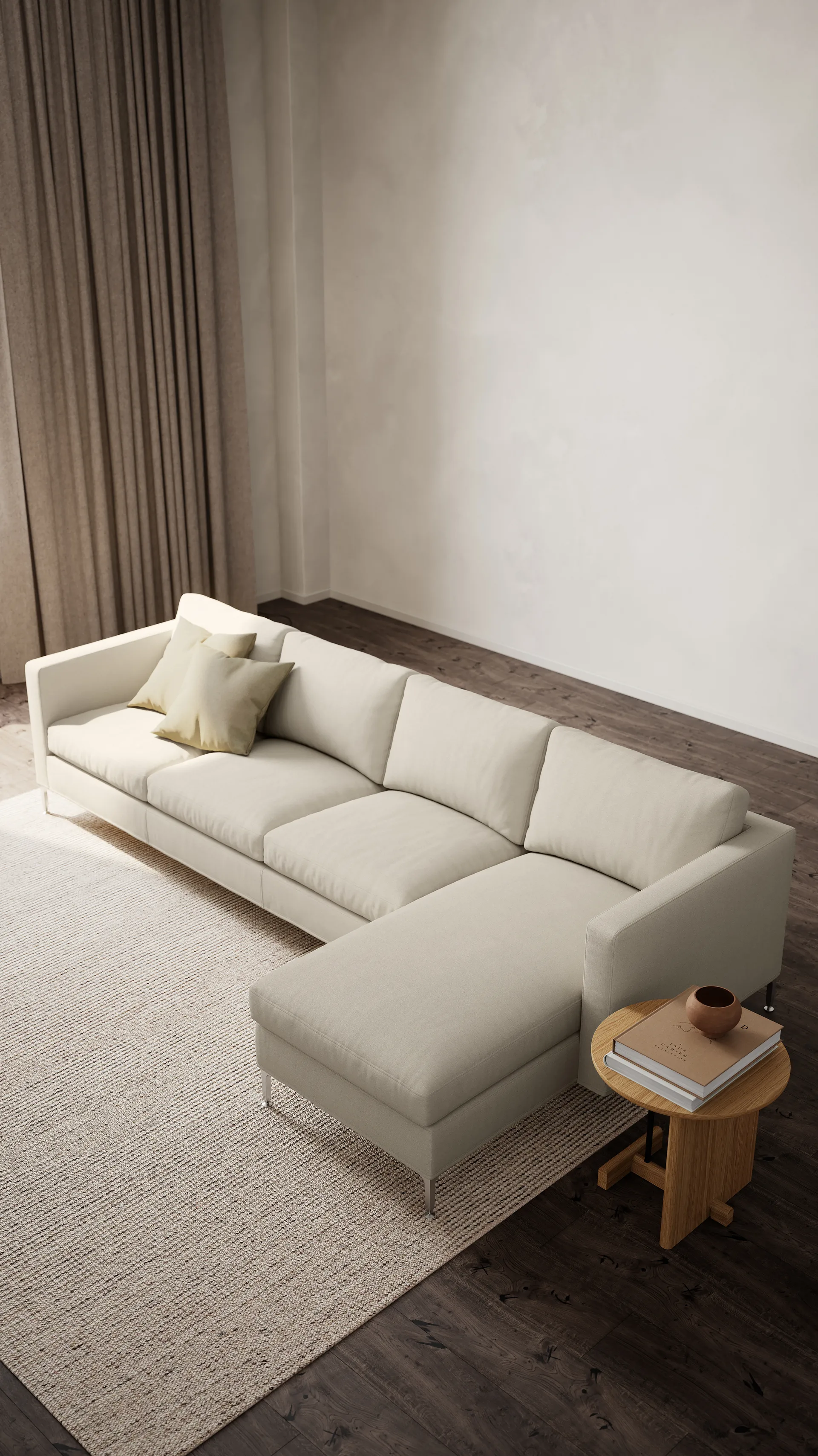 Alex soffa 3-sits med divan, noah 38 dark green-aluminiumben Fogia