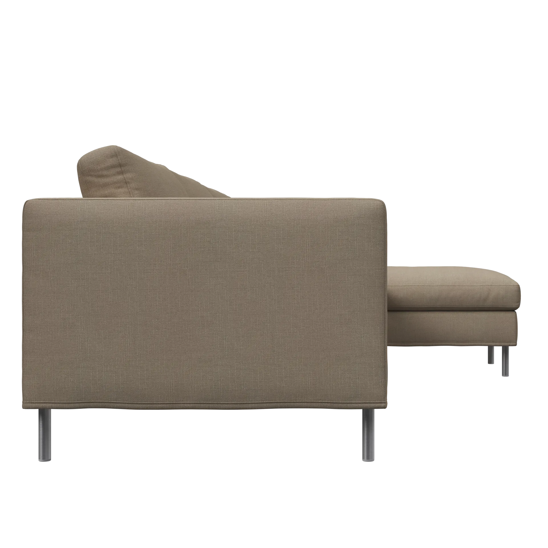 Alex soffa 3-sits med divan, tyg noah 18 mole, aluminiumben Fogia