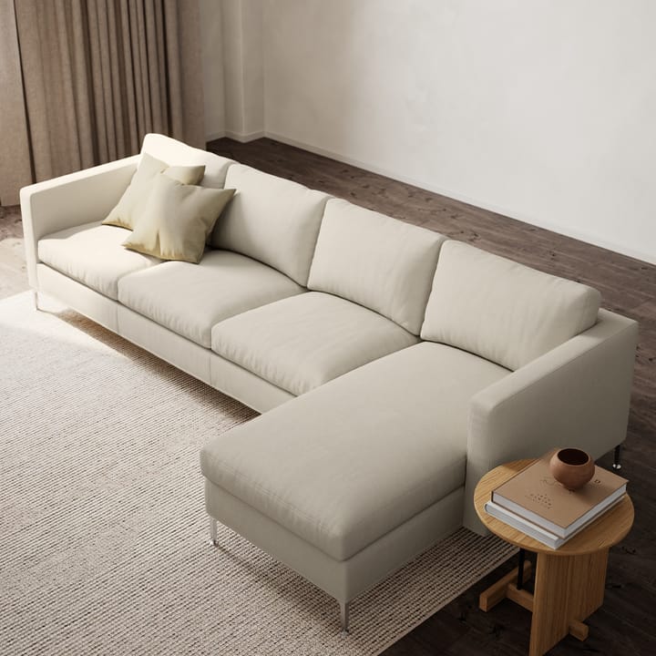 Alex soffa 3-sits med divan - tyg noah 18 mole, aluminiumben - Fogia